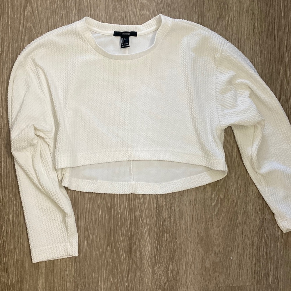 White Long Sleeve Crop Top